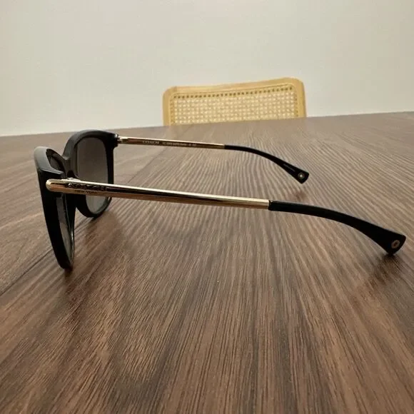 Coach HC8084 L072 Celia Sunglasses 57-15-135 2N 518011 Black/Gold Grey Gradient - Picture 2 of 8